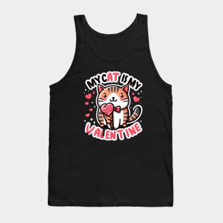 My Cat is My Valentine - Cute Cat with Heart Ice-cream Tank Top